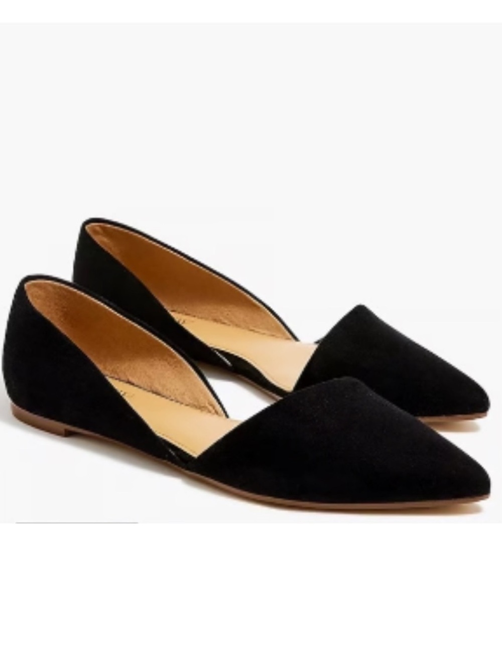J.‎ Crew Zoe Leather Suede Black D’Orsay Pointed Toe Flats Womens Slide Size 9.5